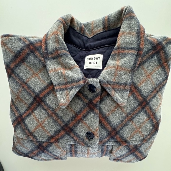 NWT Sunday Best Sky shirt jacket Insulated wool Size 2XL Gray Copper Shacket - Picture 9 of 9